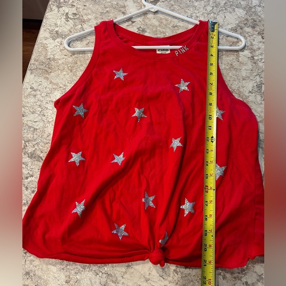 VS PINK Tank Top Red with Sparkly Stars Medium - Picture 8 of 10